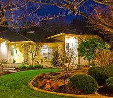 Exterior lighting on a home.