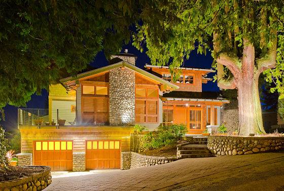 A home with Wilmette Landscape Lighting from American National.
