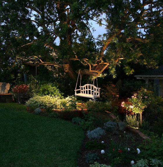 Security landscape lighting company - bench lighting by American National.