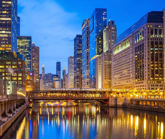 Chicagoland landscape lighting - Downtown Chicago at night.