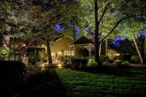 American National Sprinkler & Lighting - automatic lighting system on backyard of customer's house.