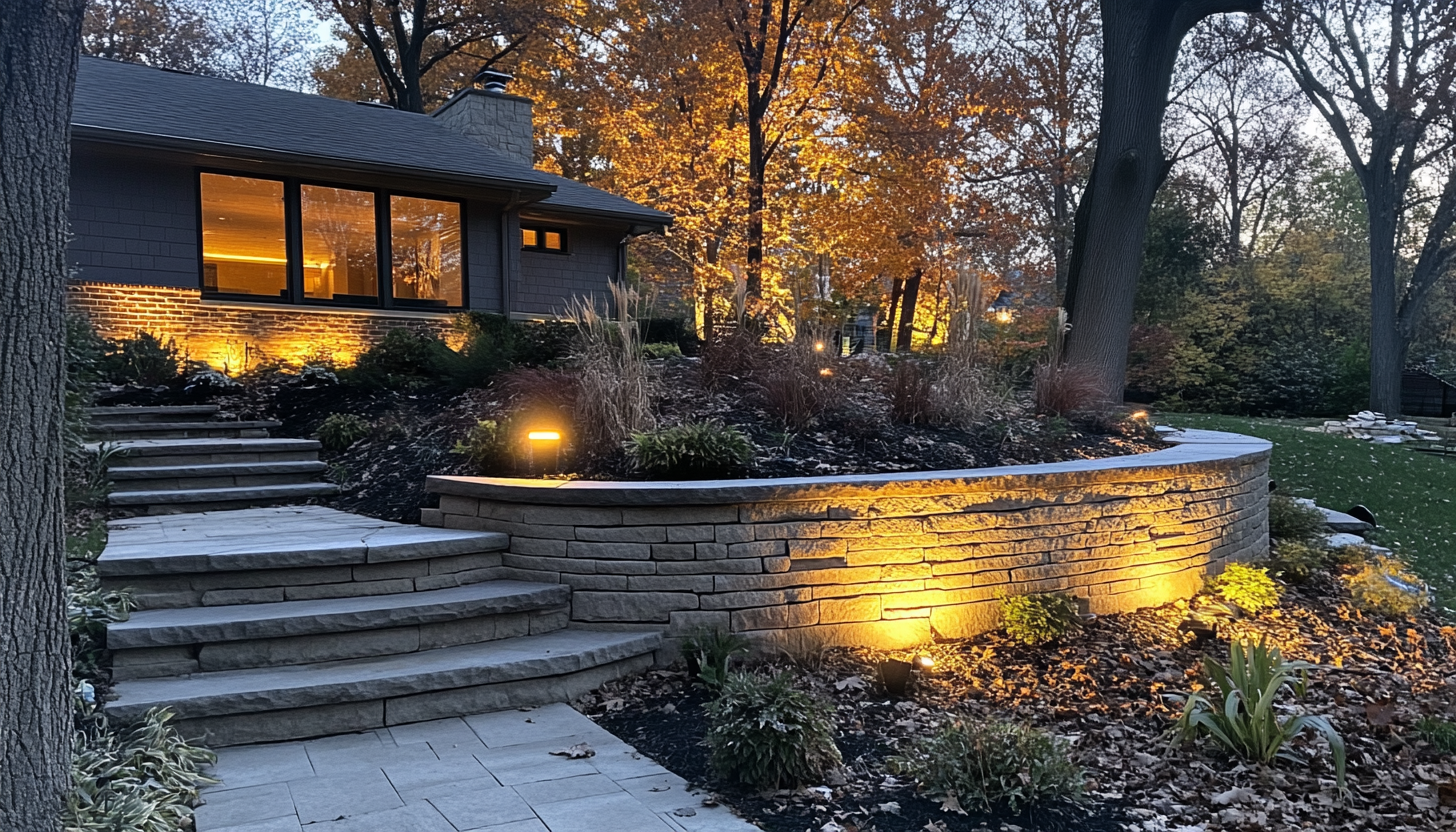 Northbrook Landscape Lighting retaining wall