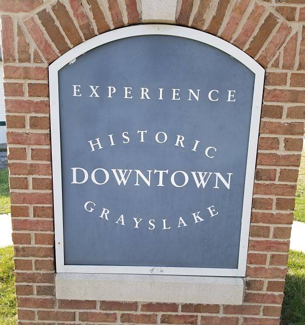American National Sprinkler & Lighting - we work in the Grayslake area installing outdoor lighting systems and sprinkler systems - a historic downtown Grayslake sign.