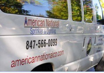 American National Sprinkler & Lighting - American National work van - the process of installing a sprinkler system.